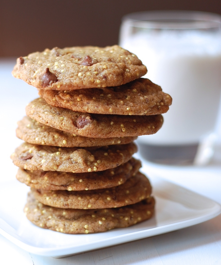 vegan chocolate chip cookies with millet