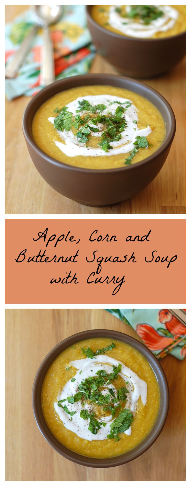 apple, corn and butternut squash soup with curry