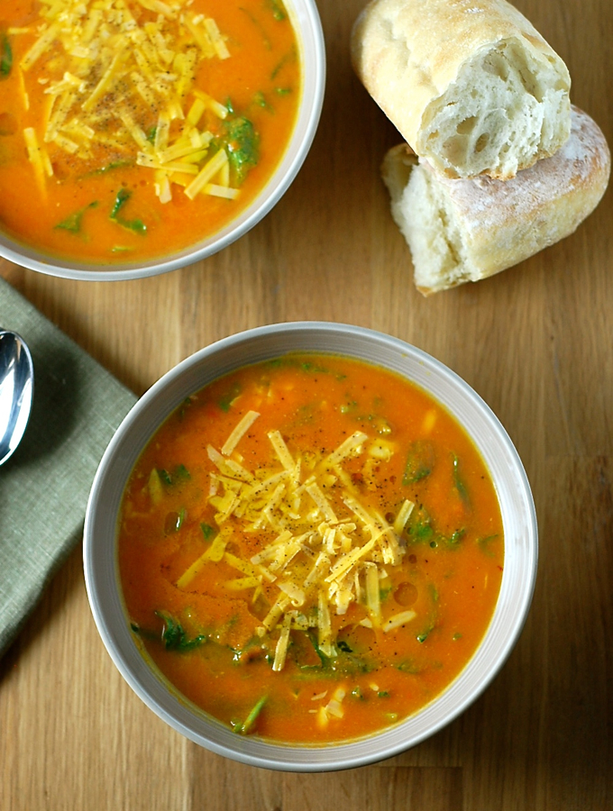 Carrot Cheddar Soup with Kale 
