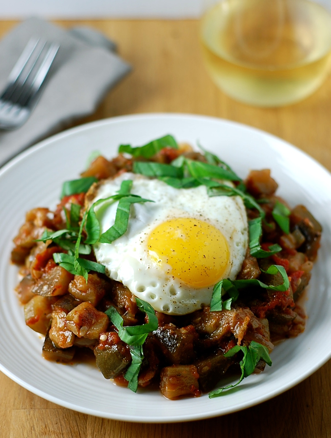 Slow Cooker Ratatouille with Fried Eggs