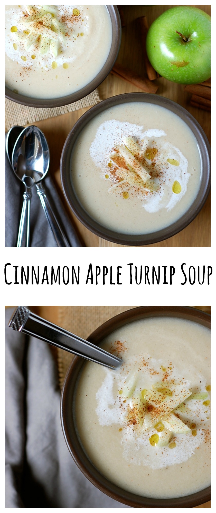 This gluten-free cinnamon apple turnip soup is the perfect, soul-warming winter meal.