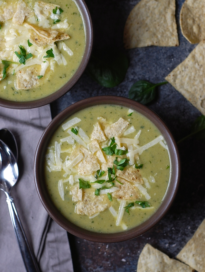 Healthy Spinach and Artichoke Soup with Cheese
