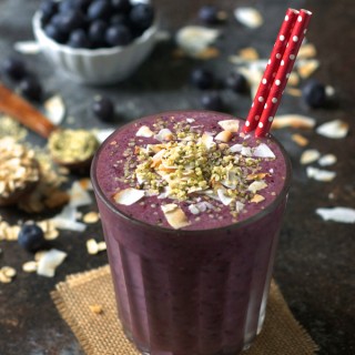 Blueberry Beet Smoothie with Hemp Seeds and Coconut