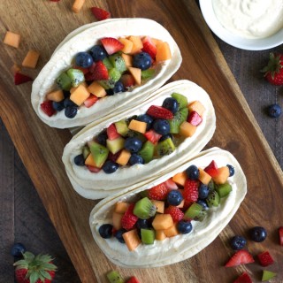 Fruit Salad Tacos with Honey Whipped Cottage Cheese