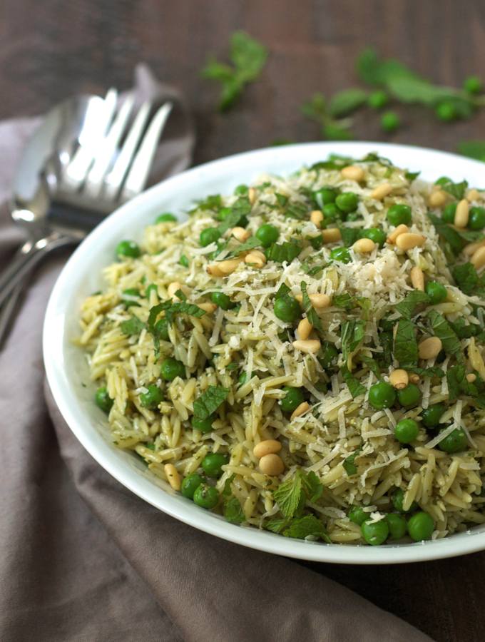 Orzo with Mint Pesto and Peas
