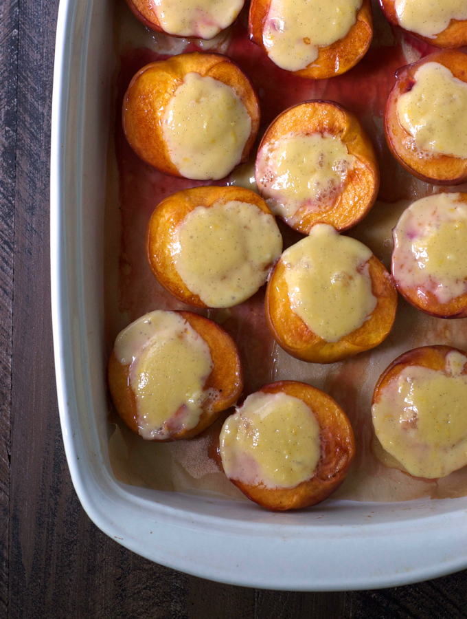 Roasted Peaches with Cheesecake Stuffing