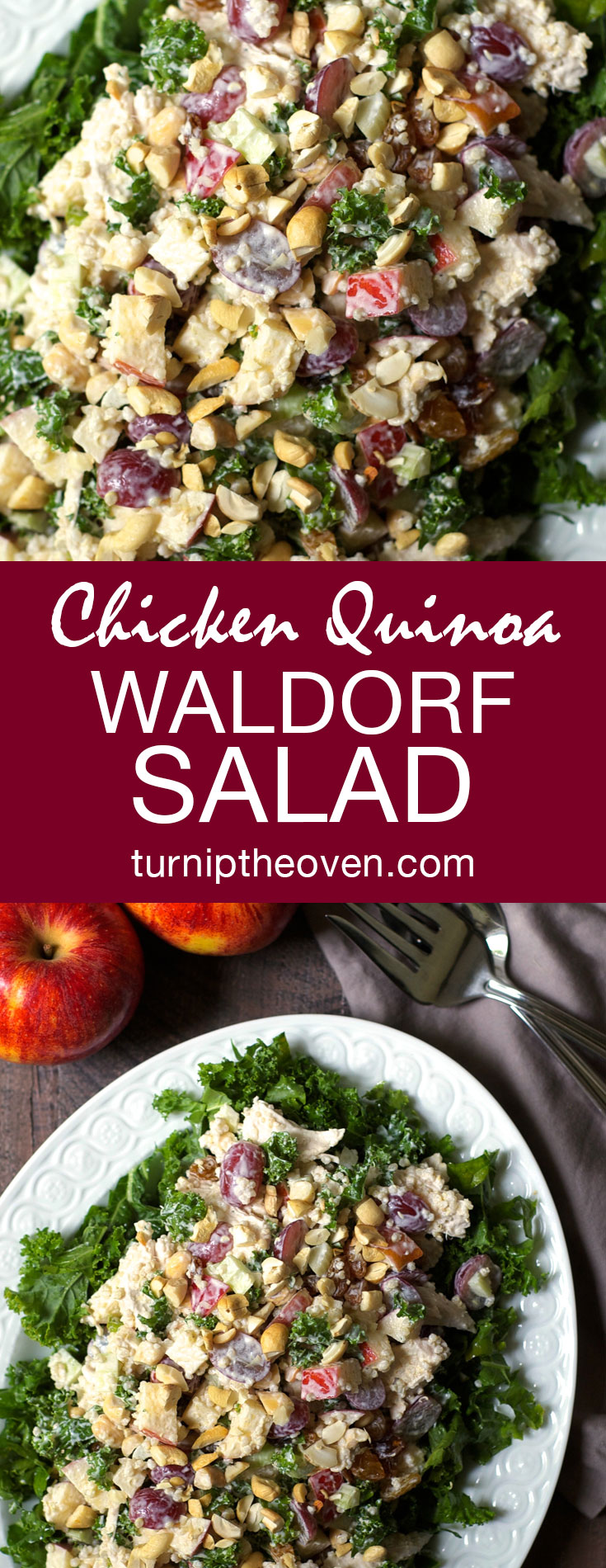 Chicken Quinoa Waldorf Salad with Kale
