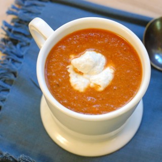 Creamy Roasted Red Pepper Soup with Indian Spices