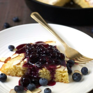 Oven-Baked Skillet Pancake with Blueberry Sauce